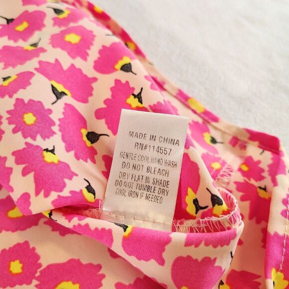 Anthropologie THML Cap Flutter Sleeve Colorful Neon Floral Top Blouse Ruffle S - Picture 6 of 8